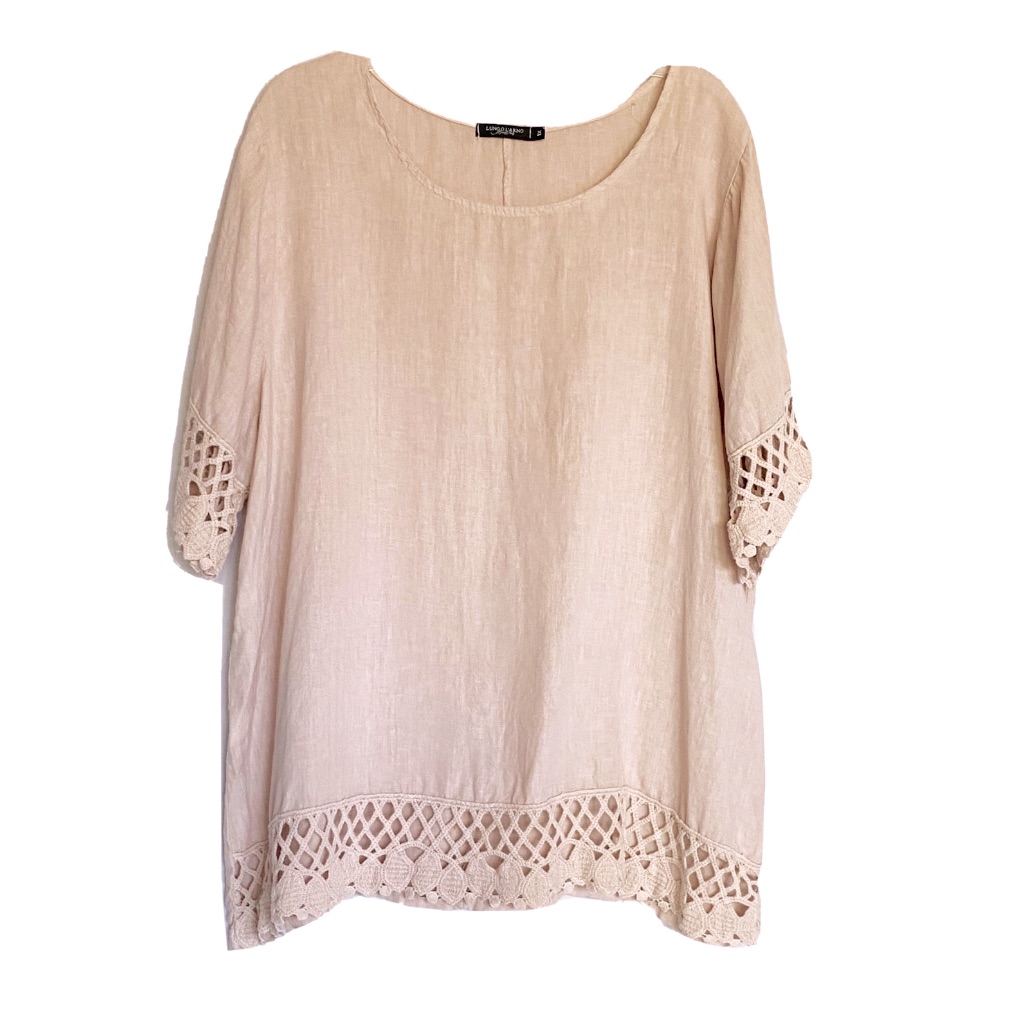 Italian Linen Blush Colored Top Size 1x In Euc